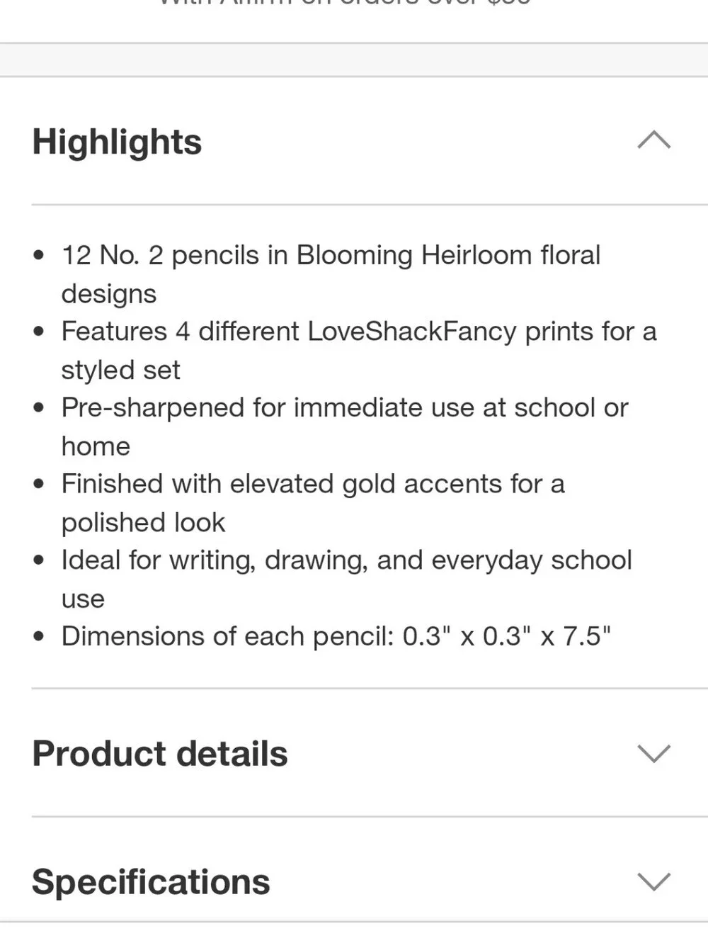 LoveShackFancy Floral No.2 Pencil Set - Pastel Mix